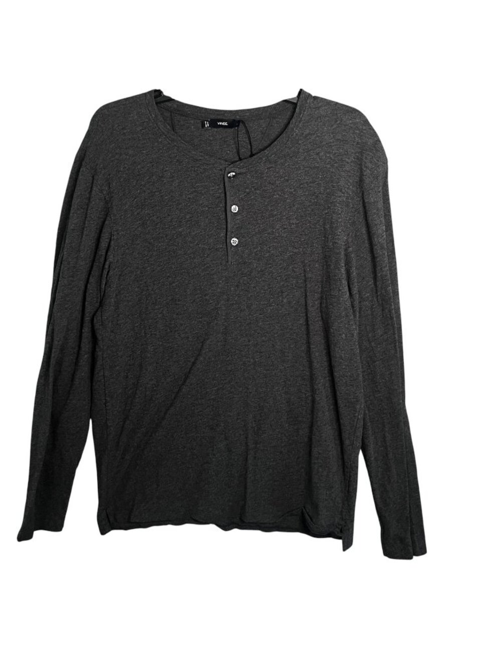 Vince Shirt Mens Large Gray Long Sleeve Henley 100% Cotton Peru Basic Tee